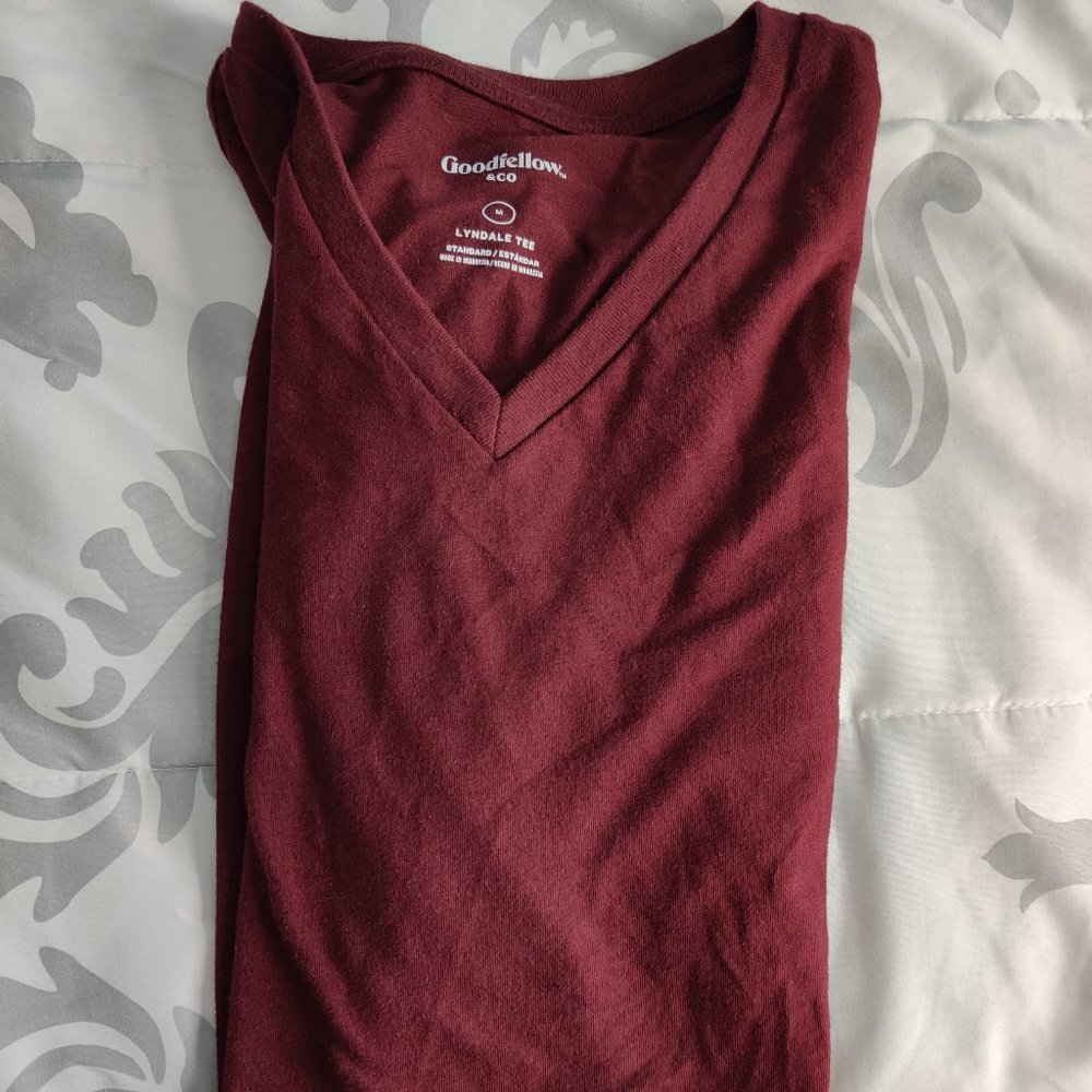 Goodfellow V-neck Maroon Tee Size Medium